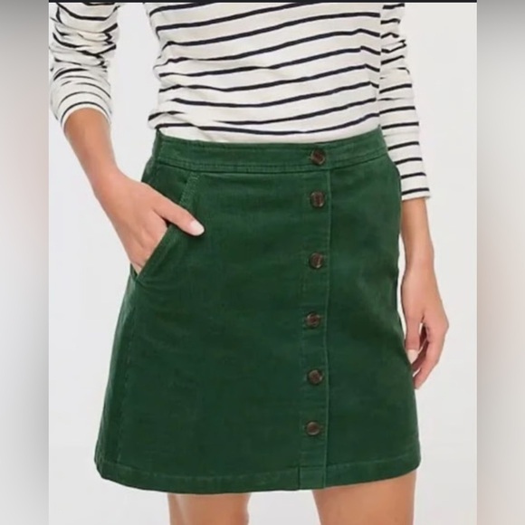 J. Crew Green A-Line Mini Skirt - Picture 1 of 11